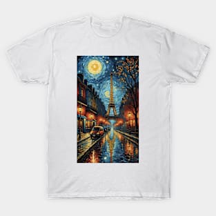 Starry Night Over Paris: Van Gogh Inspired Eiffel Tower T-Shirt